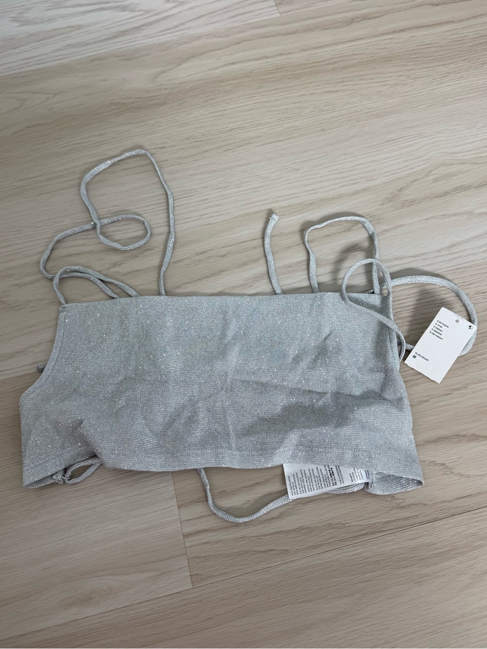 Urban Outfitters Silver Glitter Strappy Crop Top